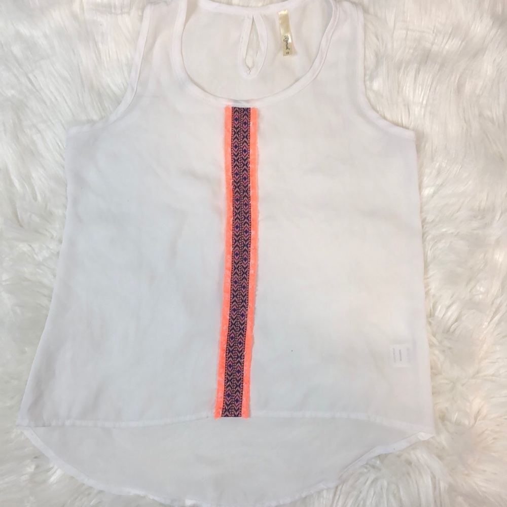 Bjewel- White Sheer Tank Aztec Design- Size 10